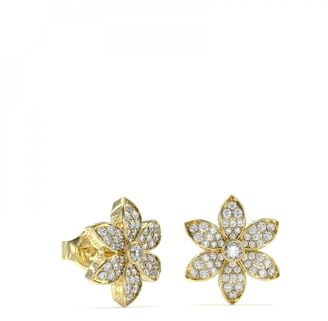 Guess JUBE04145JWYGT-U Weiße Lotus-Ohrringe