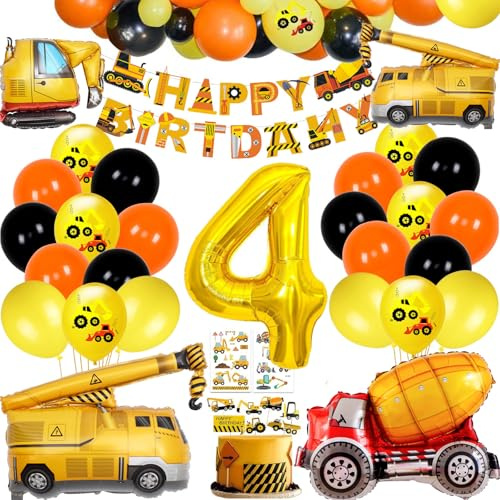Bagger Partygeschirr Kindergeburtstag 4, Bagger Geburtstag Deko Kindergeburtstag Geburtstag Deko Jahre Junge Luftballons Pappteller Tischdecke