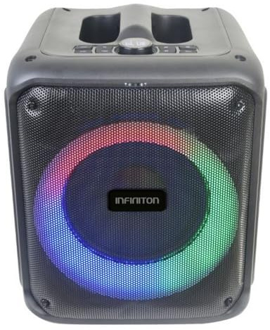 INFINITON Altavoz Portatil Party EQ07, 70 W, Bluetooth, Subwoofer, Micrófono con Cable Incluido, Control Remoto Incorporado, Radio FM