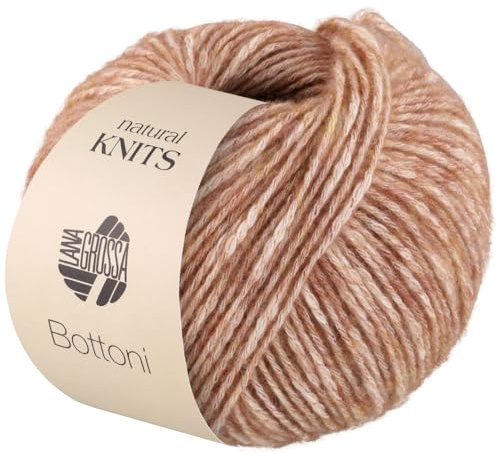 LANA GROSSA Bottoni | Baumwoll-Viskosegemisch mit Merinofasern | Handstrickgarn aus 53% Baumwolle, 24% Viskose & 23% Schurwolle | 50g Wolle zum Stricken & Häkeln | 125m Garn FB 1
