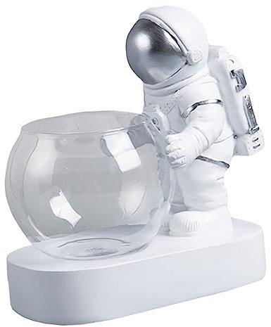 Toyvian Glasvase Mit Licht Und Harz-Astronauten-Ornament Wasserpflanzenvase Für Blumen Hydroponischer Schmuck Für Zuhause Und Geschäft