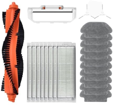 AZSHIW Compatible con Xiaomi Robot Aspirador S10 S12 T12 B106GL/ Mop 2S XMSTJQR2S / 3C B106CN Piezas Accesorios Cepillo Lateral Principal Filtro Mop(White)