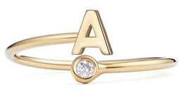 PERIMADE Individueller stapelbarer Bandring für Damen, personalisierter Buchstaben-Zirkonia, verstellbarer offener Ring, 925er-Sterlingsilber, stapelbares Band, trendiger Geburtstag