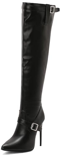 Bviennic Bottes Cuissardes Femme Talon Aiguille Mode Pointu Zip Fête 2499, Taille 34-46