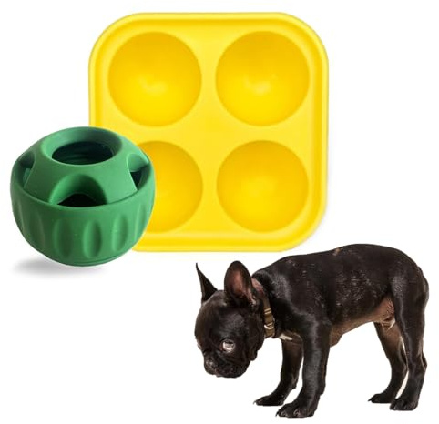bergxperten Hund Snackball – BPA-frei, spülmaschinenfest, interaktives Futterspielzeug für kleine & mittelgroße Hunde (3–15kg) – inkl. Silikon-Form & Rezeptliste