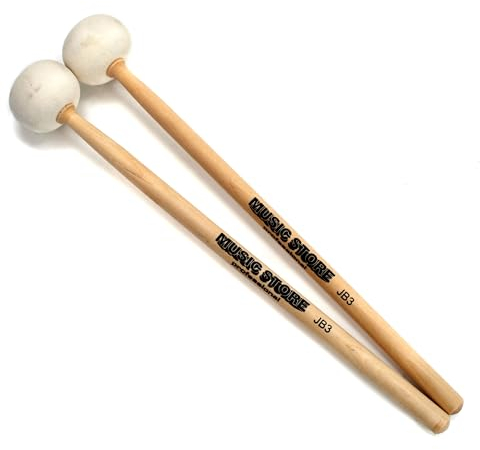 Fame Konzert Percussion Paukenschlägel, 370mm Länge, Hart, Filzkopf, Holzstiel, Ideal für Konzertpauke, Weiß, Runde Kopfform