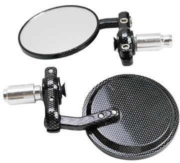 3 Zoll Convex Runde 7/8 Zoll 22mm Lenker Rearview Side Bar Ende Barend Spiegel Cafe Racer BOBBER Clubman Rat Fahrrad Old School Vintage Retro Custom (Kohlefaser Look)