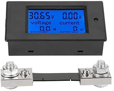 Akozon PEACEFAIR PZEM-051 LCD-Display DC 6,5-100 V Digital Electric Power Energy Spannung Stromzähler Power Energy Battery Monitor Stromstärke Meteranzeige mit integriertem Shunt(50A Splitter)