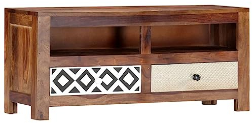 vidaXL Akazie-Holz Massiv TV Schrank 2 Schubladen 2 Fächer TV Board Möbel Fernsehtisch Lowboard Fernsehschrank HiFi-Schrank 90x30x40cm