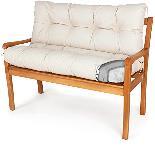 Spatium Coussin pour Banc de Jardin siège + Dossier, terrasse, Balcon Amovible taie d'oreiller imperméable 30 Tailles au Choix Parmi 7 Couleurs(170 x 120 x 10cm Beige)