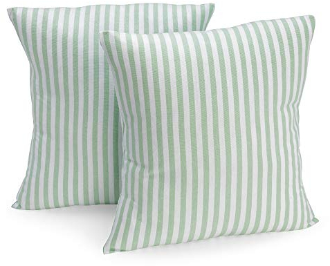 FILU Kissenbezug 50 x 50 cm 2er Pack (Farbe wählbar) Mint/Weiß gestreift - Kissenhülle, Kissen, Sofakissen, Dekokissen, Sitzkissen, 100% Baumwolle, Deko für jeden Raum, Garten und Terrasse