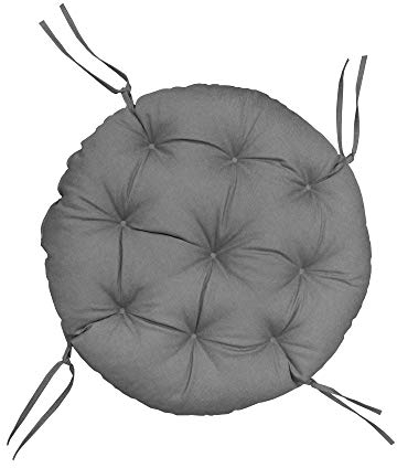 chilly pilley Papasansessel Rundkissen RundRattansessel Auflage Sesselkissen Gartenkissen Sitzkissen Garten Kissen Gesteppt mit Schlaufen (120cm, Grau)