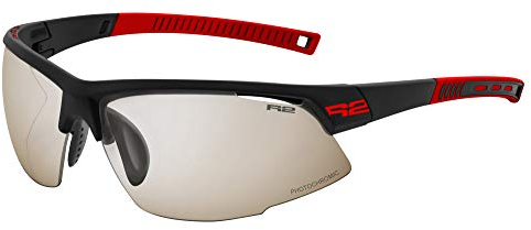 R&R Multi-Sportbrille Racer | Sonnenbrille | Radbrille | Laufbrille mit Wechselgläser oder selbsttönend (schwarz/rot, selbsttönend)