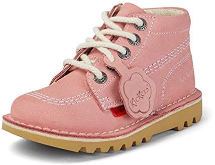 Kickers Unisex Kids Kick Hi Classic Ankle Boots with Zip | Extra Comfortable | Added Durability | Premium Quality, Pink, 2 UK Child
