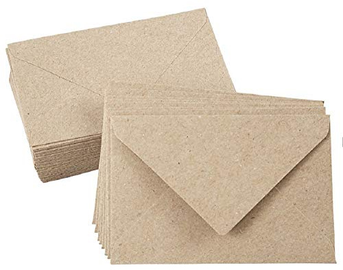 Paper24 Briefumschläge aus Kraftpapier Vintage Recyclingpapier DIN C6 114 x 162 mm nassklebend für A6 Karten 50 Stück