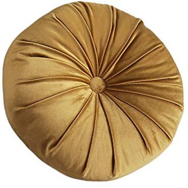 JYCRA Runder Samt-Kissen, einfarbig, plissiert, gefüllt, Kürbis-Kissen, Couchkissen, dekoratives Bodenkissen für Zuhause, Sofa, Stuhl, Bett, Auto