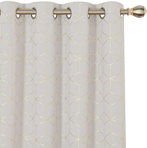 Deconovo 2 Stück Thermovorhänge, Blickdicht, mit Ösen, goldfarben, Jungen, Thermo, Kälteschutz, für Fenster, Wohnzimmer, Schlafzimmer, 132 x 183 cm