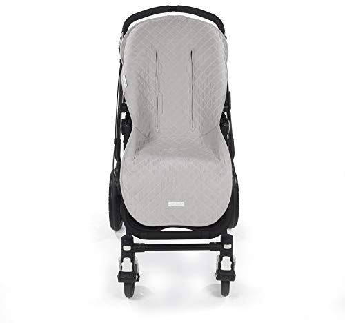 Pasito a Pasito. Funda silla Colección María de uso universal. Cubre silla de paseo de cochecito o bugaboo. Cubierta protectora suave y anti-sudoración. Color Gris.