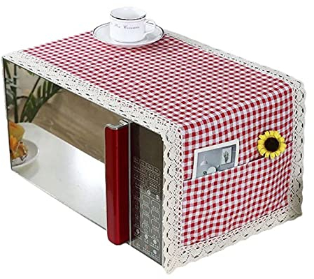 Yehapp Oven Cover with 2 Accessary Pockets - Microwave Dust Proof Cover - Microwave Oven Accessory Protective Cover Dust-Proof Covers Hood Home Decor Microwave Anti-Oil Towel 39.3x13.7inches