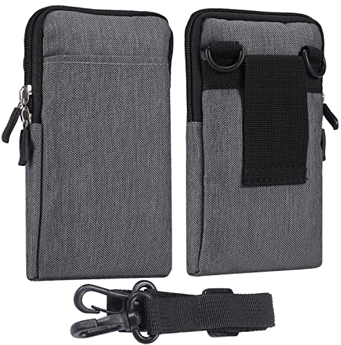 Handy Gürteltasche für Herren Grau, Universal Schultertasche Herren klein, 7.2 Smartphones Handytasche mit Kartenfach Handy Umhängetasche Crossbody Tasche Reise Hüfttasche Bauchtasche Brieftasche