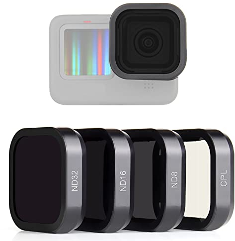 SOONSUN Confezione da 4 filtri per lenti CPL ND8 ND16 ND32 per GoPro Hero 12 11 10 9 nero, densità neutra e filtro polarizzatore circolare per fotocamera GoPro Hero 9 10 11 12 nero