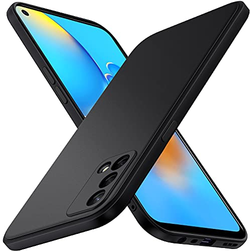 ivoler Silikon Hülle für Oppo A74 4G mit Kameraschutz, Ultra Dünne Weiche Stoßfest Schutzhülle Flexible TPU Matte Schwarz Handyhülle Kratzfest Case Cover