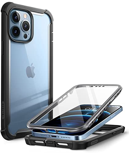 i-Blason Transparent Hülle für iPhone 13 Pro Max (6.7) Bumper Case 360 Grad Handyhülle Robust Schutzhülle Cover [Ares] mit Displayschutz 2021 (Schwarz)