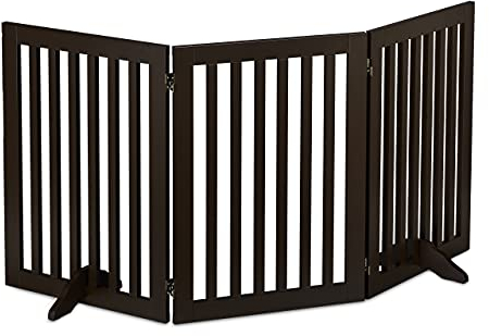 Relaxdays Cancelletto per Animali, Barriera per Cani e Gatti, Recinzione Scale, Cancellino HxL: 70 x 154 cm, Marrone, Fibra di Legno, 1 pz