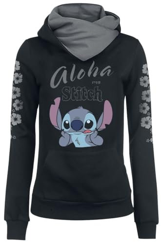 Lilo & Stitch Aloha Mujer Sudadera con Capucha Negro/Gris 3XL 65% algodón, 35% poliéster Regular