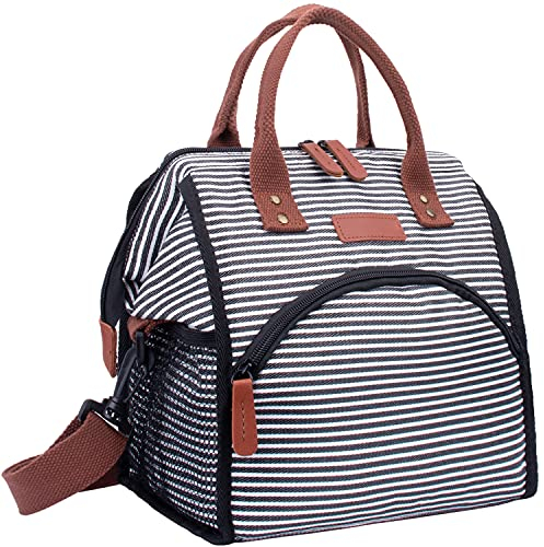 ZATOGOO Kühltasche Lunchtasche Damen und Herren, 17L Kühlbox Thermotasche Wasserdicht und Auslaufsicher, Isoliertasche Cooler Bag Faltbar für Arbeit, Ausflügen, Picknick, Barbecue - Streifen