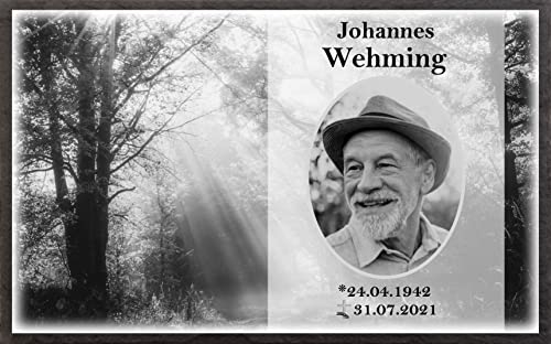 Pokal Center Westerheider Gedenktafel mit Foto und Text Urnengrabstein Gedenkstein mit personalisierter Gravur aus Schiefer Grabstein (30 x 20 cm)