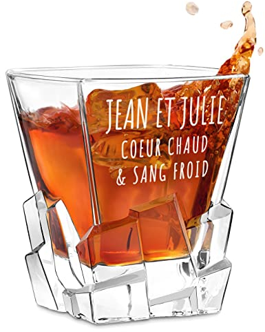 Maverton Verre à whisky pour couples - Verrerie avec motif décoratif - Gobelet avec personnalisation - Verre élégant - Verres à whisky au design unique - Pour anniversaire - Amour