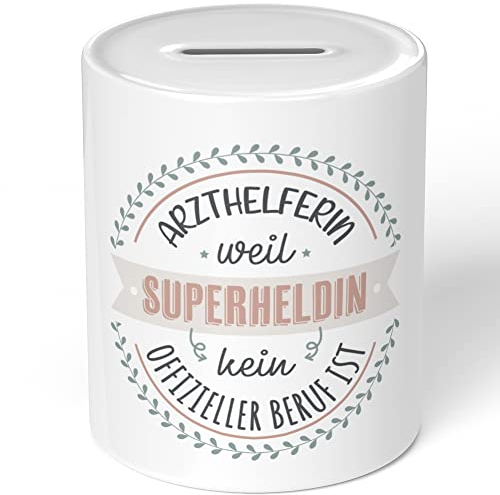 JUNIWORDS Spardose Sparbüchse, Arzthelferin, Weil Superheldin kein offizieller Beruf ist (1004930)
