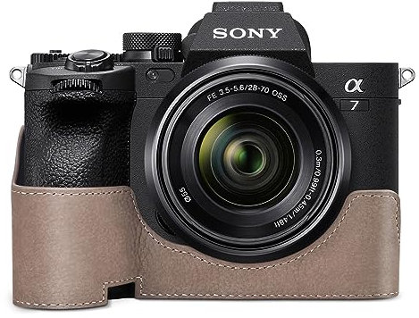 Rieibi Alpha 7 IV Camera Case, Genuine Cow Leather Half Case for Sony a7 IV a7S III A1 Digital Camera, Protective Case for Sony A7M4 A7SM3 Alpha 1
