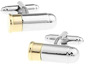 Whoiy Schmuck Gold, Manschettenknopf Edelstahl Vergoldet Silber Manschettenknöpfe Patrone für Männer Smokinghemd Kostenlos Gravieren