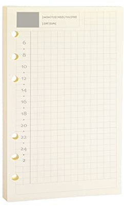 Harphia Spiral Notebook Refill,Daily Planner Refill,6 Hole,for Filofax, Personal Size 3.74 x 6.77'', Diary Design with Time Table and Summary, 45 Sheets per Pack, (A6,Daily)