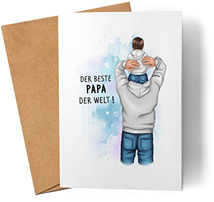Kiddle-Design Vater Kind Karte Vatertagsgeschenk Personalisiert Papa Kinder Baby Sohn Tochter Geschenk Väter Vatertag Geburtstagskarte