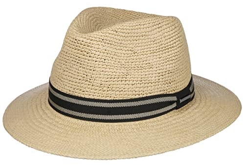 Stetson Crochet Traveller Panamahut - Naturfarbener Hut - Eleganter Strohhut mit UV-Schutz - Made in Ecuador - Unisex - Frühjahr/Sommer Natur L (58-59 cm)