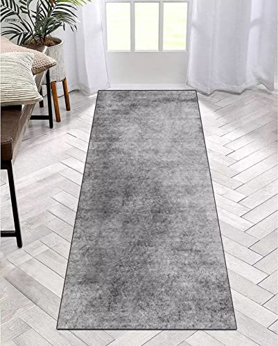 ZDYHMrj Läufer Teppich Lang Flur rutschfest Waschbar 120X500CM Küche Korridor TeppichLäufer für Flur Grau Schlafzimmer Wohnzimmer Polyester Teppichmatte Dauerhaft, Anpassbar Küchenteppich Meterware