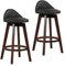 HOMASIS 2er Set Barhocker 360° drehbar, ergonomische Barstühle mit Rücklehne & Fußstützen, Küchenstuhl aus Holz & Kunstleder, industrieller Tresenhocker mit 74cm, Bistrohocker für Küche & Bar, Schwarz