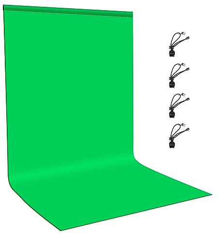 Small Green Screen Photo Backdrops for Photography, PULUZ 1x2m/3.3×6.6ft Washable Green Background Cloth Thicken with 4 Clamps for Kids Photoshoot YouTube Video Recording