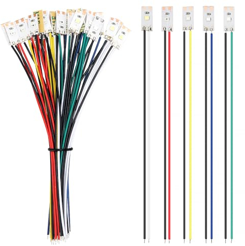 YIXISI 25 Stücke 17mm VorDrahtete LED Streifen, 2835 SMD LED, 12-18V LED Streifen, Modellbau Led Beleuchtung, Weiß/Rot/Gelb/Blau/Grün