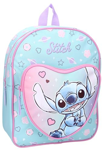 Zaino STITCH Hello Cutie da Disney Lilo e Stitch - Zainetto per bambini | Scuola | Asilo - Colore Azzurro Rosa - dimensioni 30x25x11cm