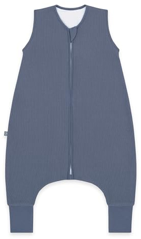 emma & noah Baby Schlafsack mit Füßen 1.0 TOG, Ganzjahres Schlafsack mit Beinen für den Frühling, Sommer und Herbst, 100% Bio-Baumwolle, Oeko-TEX Zertifiziert (Essential Blau, 70 cm)