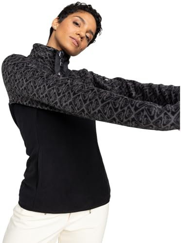Roxy Sayna Half Zip Maglione, True Black Roxygram Tonal, S Donna