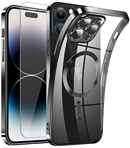 Clear Magnetisch für iPhone 14 Pro Hülle mit MagSafe [Original iPhone Äußere] [Kameraschutz Eingebaut] Durchsichtig Silikon Case Ultra Dünn [Niemals Gelb] Handyhülle Anti Fingerabdruck Schutzhülle