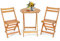 GOPLUS Juego de Mesa y Sillas Plegables de 3 Piezas, 2 Sillas & 1 Mesa Redonda de Madera de Acacia, Juego de Muebles Jardín para Exterior Interior Patio Terraza Balcón Piscina