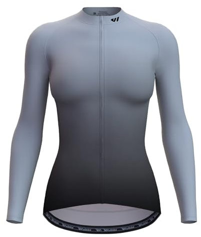 Wulibke Women's Cycling Jersey Top, Cycling Women's Shirt, Breathable and Quick Drying Cycling Jersey with 3 Pockets Gray-Black S
