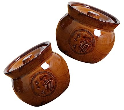 OUNONA 2St Suppentasse Tontopf Kasserolle aus Porzellan gesunde lebensmittel welsfutter Eintopf Suppentopf für die Küche Japanischer Stil Suppenschüssel Porzellantopf