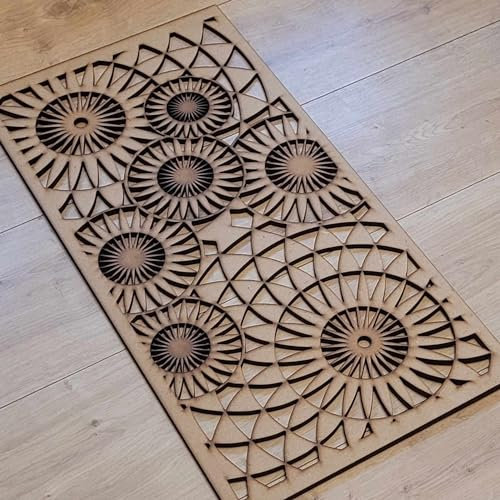 Generic Geometric Circles trellis grate Pattern Screen Radiator Cabinet wall Decorative Screening-grille- Perforated MDF panel (1200x600mm) 0143 (3mm thick MDF), 1200-0143